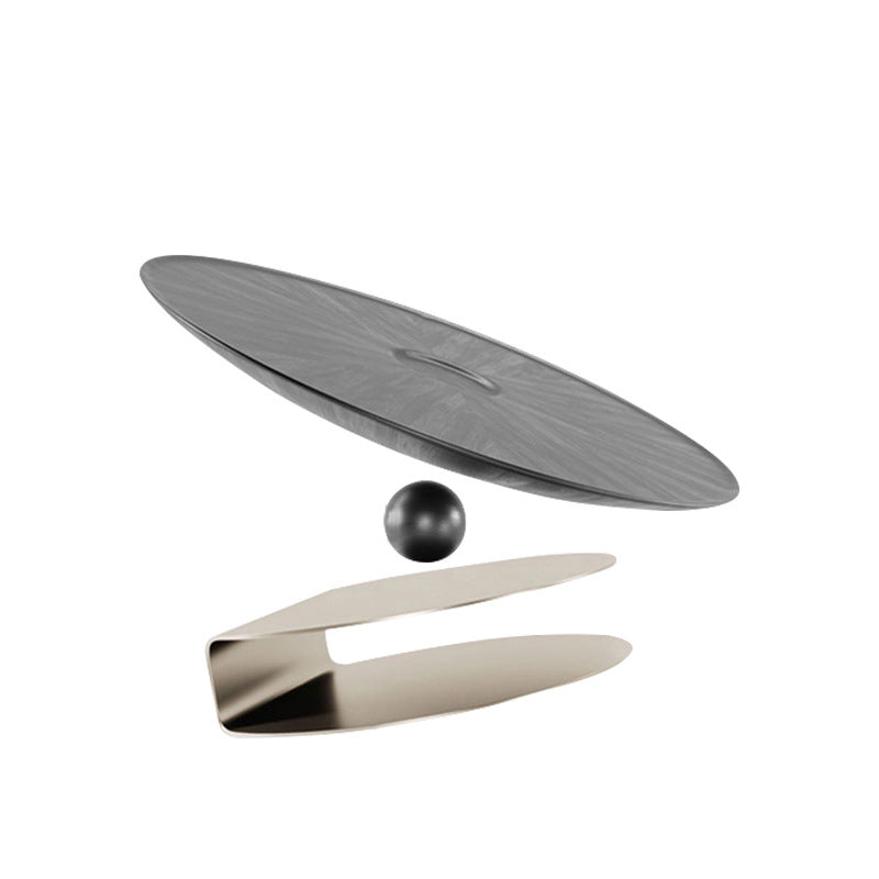 Modern Style Wood Table with Round Black Metal Abstract Base Coffee Table