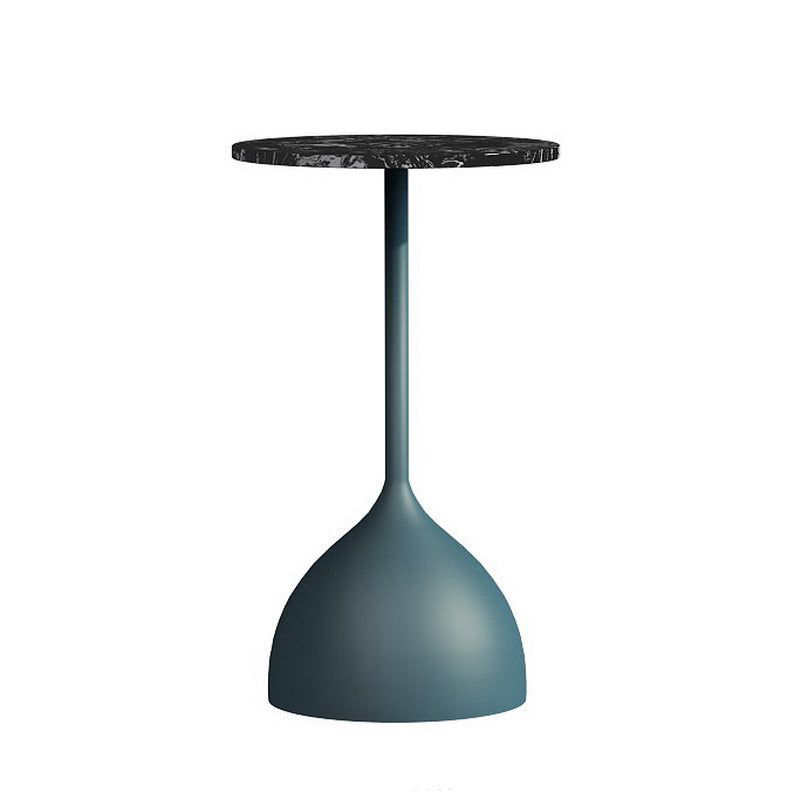 Modernistic Pedestal End Table Round End Table with Slate Top