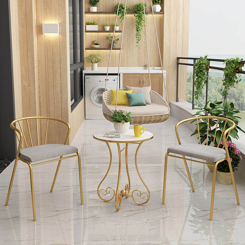 Modern Round Wooden Top Side Table Metal Abstract End Table .