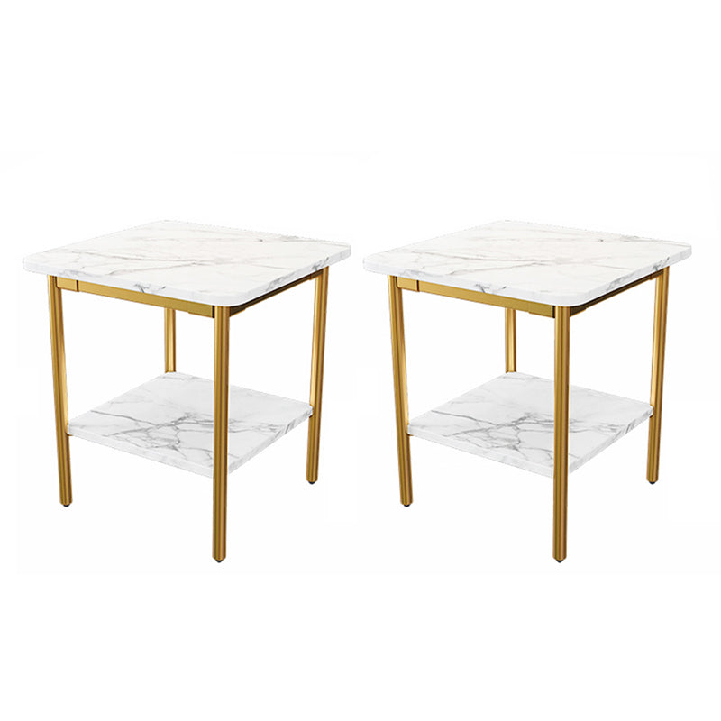 Contemporary Square Slate Top End Table Metal 4 Legs Side Table