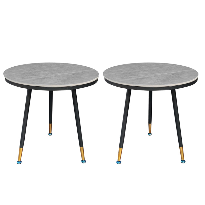 23.6" Tall Modern Round Slate Top Side Table Metal 3 Legs End Table