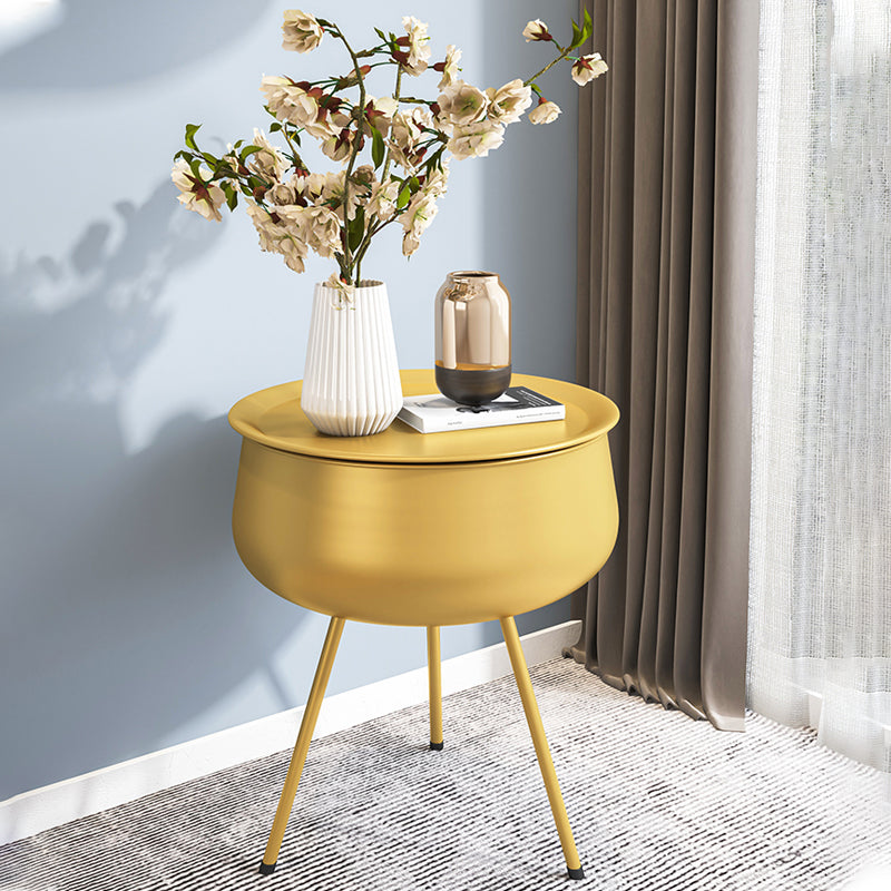 26.5" Tall Mid-Century Round Metal Top Side Table 3 Legs End Table