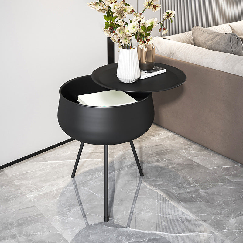 26.5" Tall Mid-Century Round Metal Top Side Table 3 Legs End Table