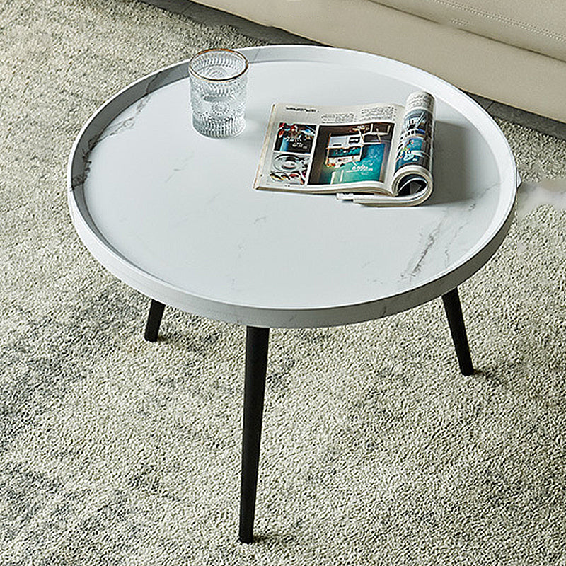 Stain-Resitant Oval/Round Wood Top End Table Iron 4 Legs Sofa Side Table