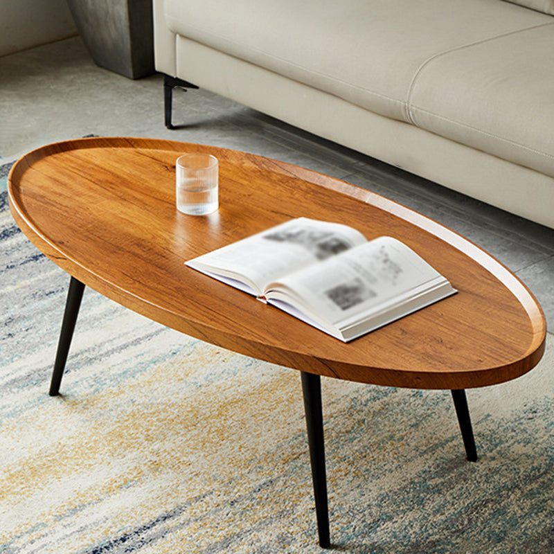 Stain-Resitant Oval/Round Wood Top End Table Iron 4 Legs Sofa Side Table