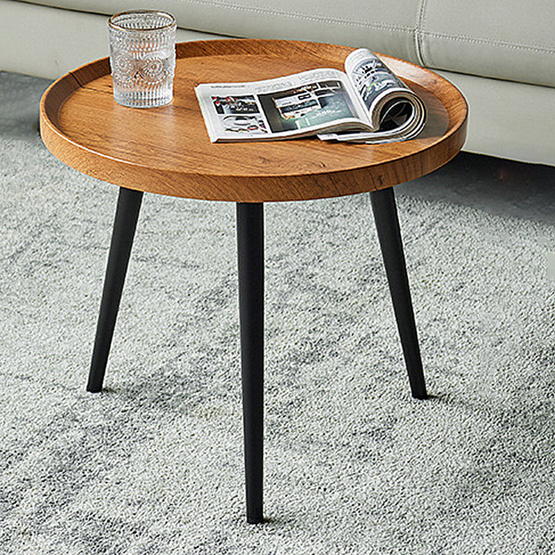 Stain-Resitant Oval/Round Wood Top End Table Iron 4 Legs Sofa Side Table