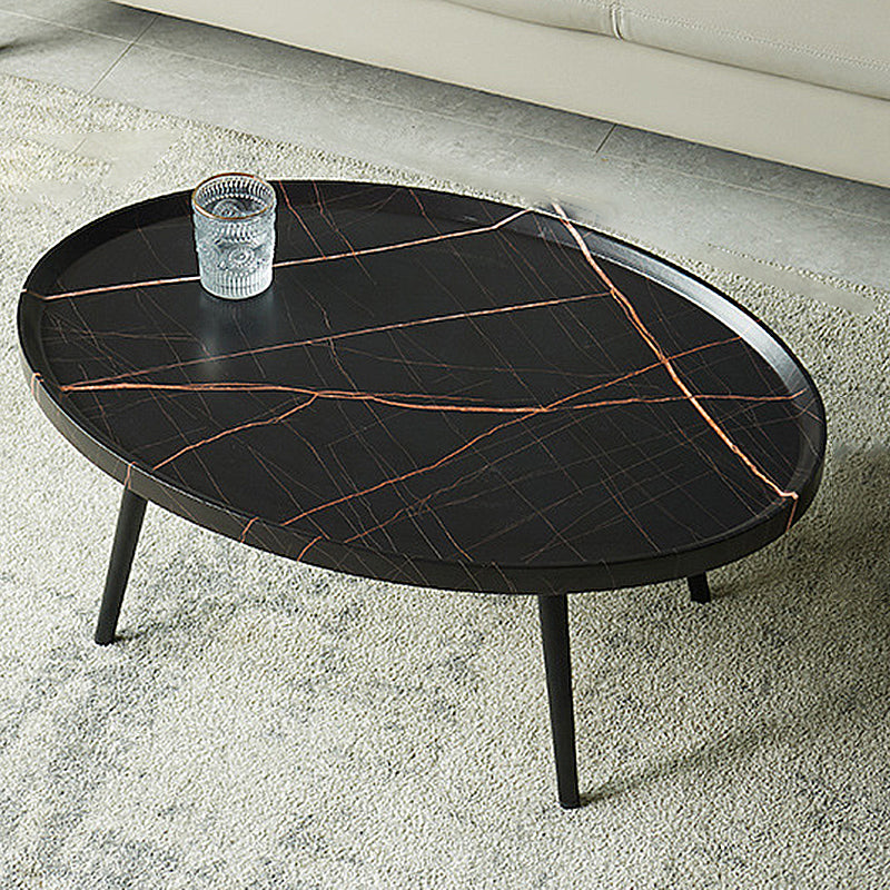 Stain-Resitant Oval/Round Wood Top End Table Iron 4 Legs Sofa Side Table