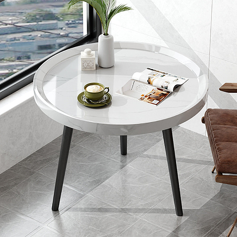 Stain-Resitant Oval/Round Wood Top End Table Iron 4 Legs Sofa Side Table