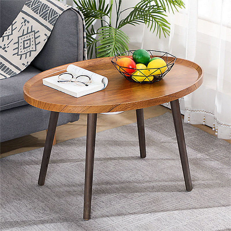 Stain-Resitant Oval/Round Wood Top End Table Iron 4 Legs Sofa Side Table