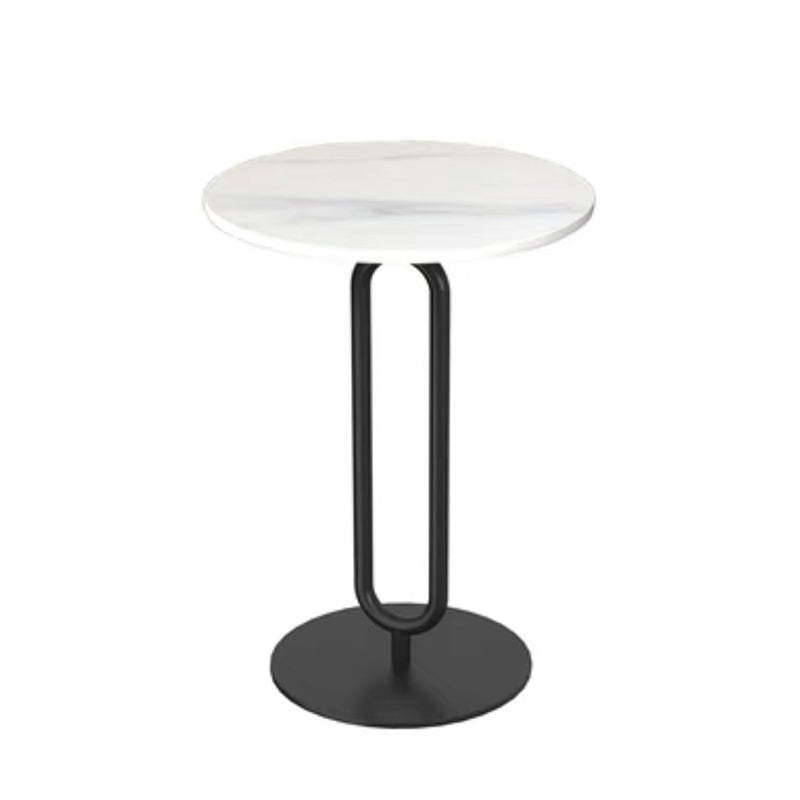 Modern Style Metal Black/gold Base Rock Slab Black/white Top Round Side Table