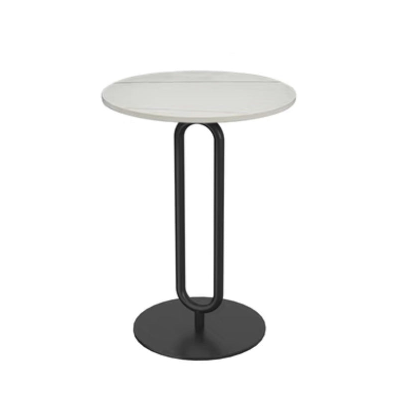 Modern Style Metal Black/gold Base Rock Slab Black/white Top Round Side Table