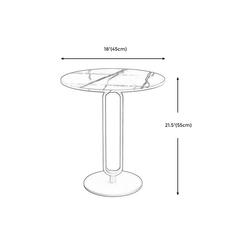 Modern Style Metal Black/gold Base Rock Slab Black/white Top Round Side Table