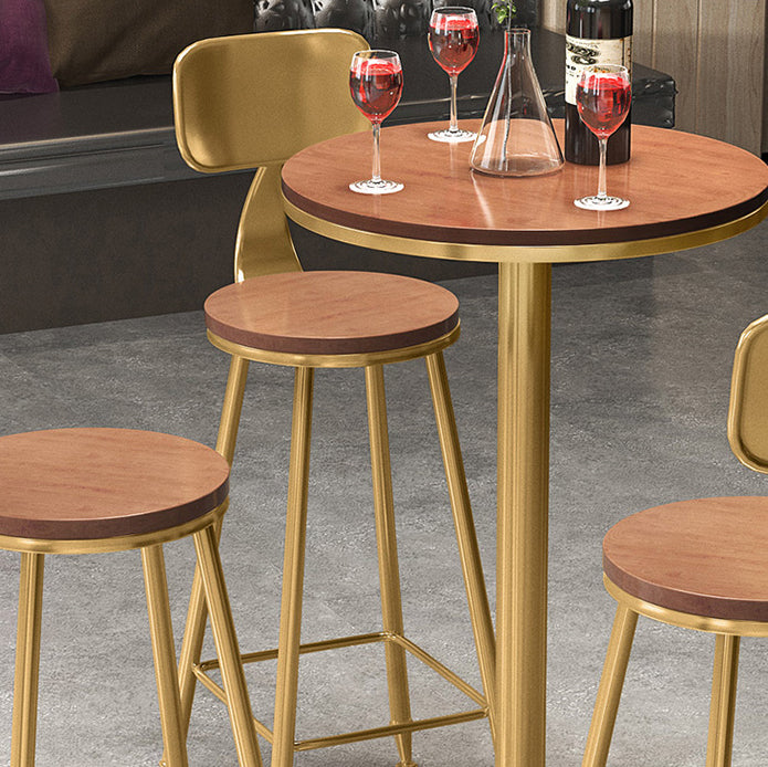 Glam Style Iron Bar Table Round Top Indoor Pedestal Bistro Table 23"W x 41"H