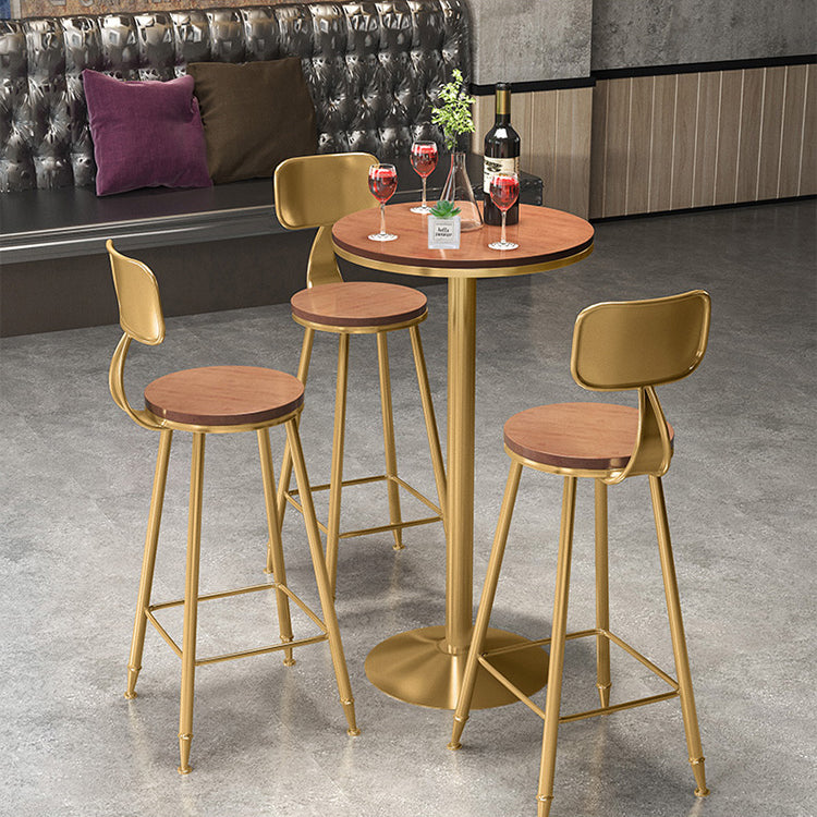 Glam Style Iron Bar Table Round Top Indoor Pedestal Bistro Table 23"W x 41"H