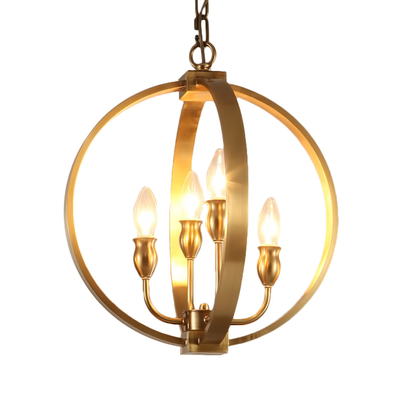 Gold 4/6 Lichter Kronleuchter Leuchte Traditionelle Metallkandelabra -Anhängerlampe mit runden Ring
