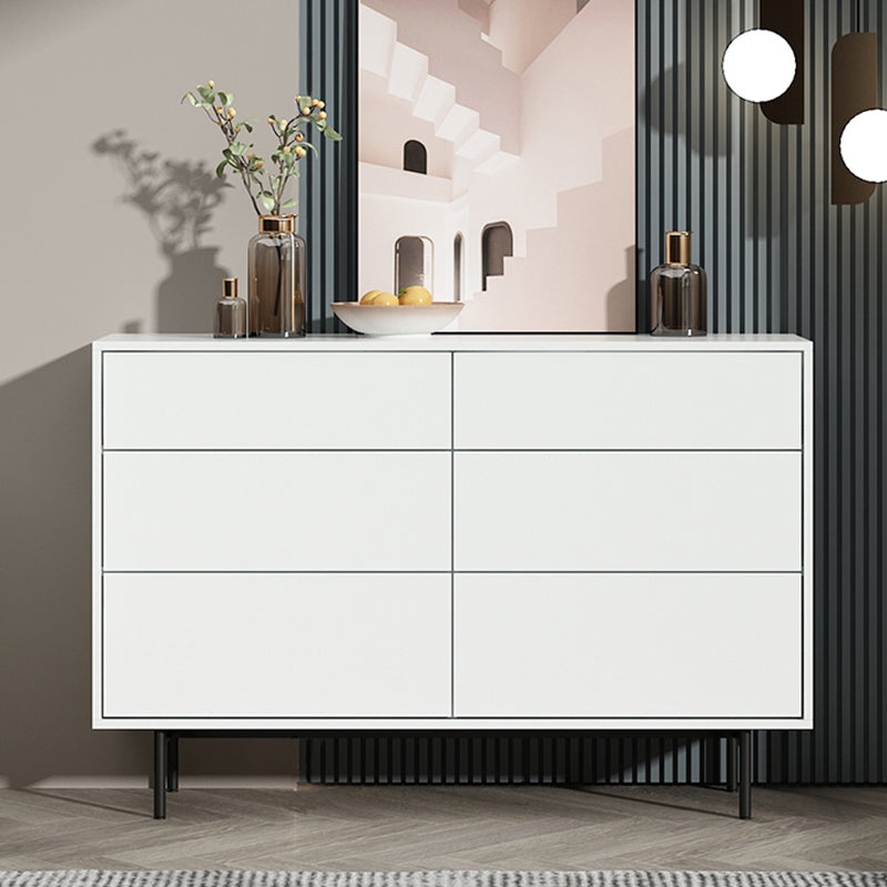 Modern Accent Chest with 6 Drawers and 4 Straight Black Legs