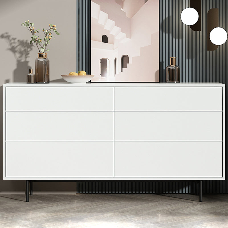 Modern Accent Chest with 6 Drawers and 4 Straight Black Legs