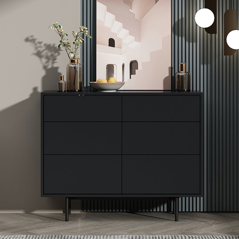 Modern Accent Chest with 6 Drawers and 4 Straight Black Legs
