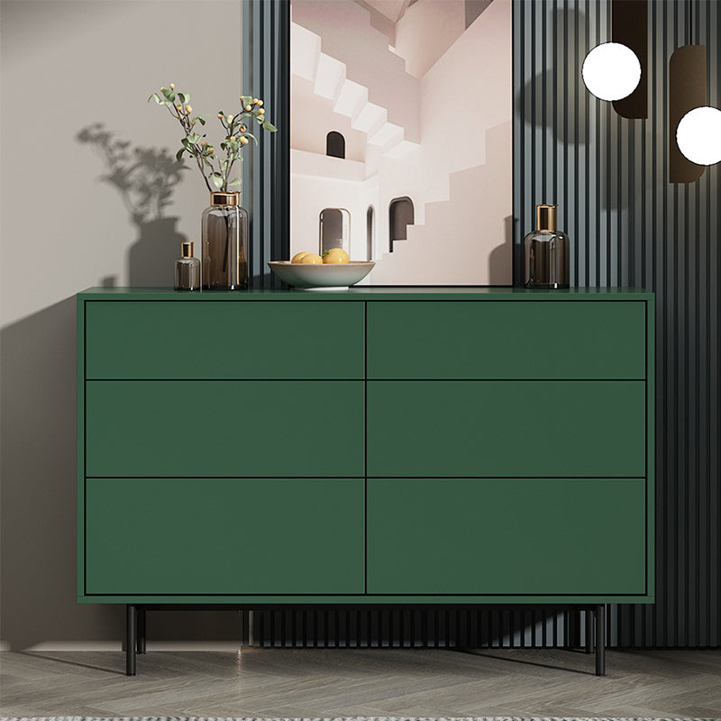 Modern Accent Chest with 6 Drawers and 4 Straight Black Legs