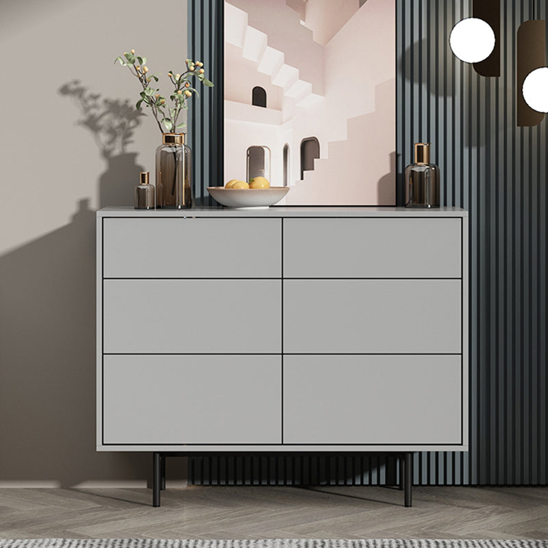 Modern Accent Chest with 6 Drawers and 4 Straight Black Legs