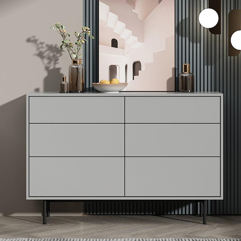 Modern Accent Chest with 6 Drawers and 4 Straight Black Legs
