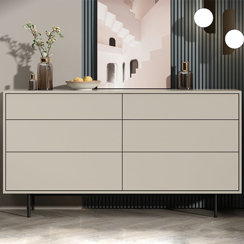 Modern Accent Chest with 6 Drawers and 4 Straight Black Legs