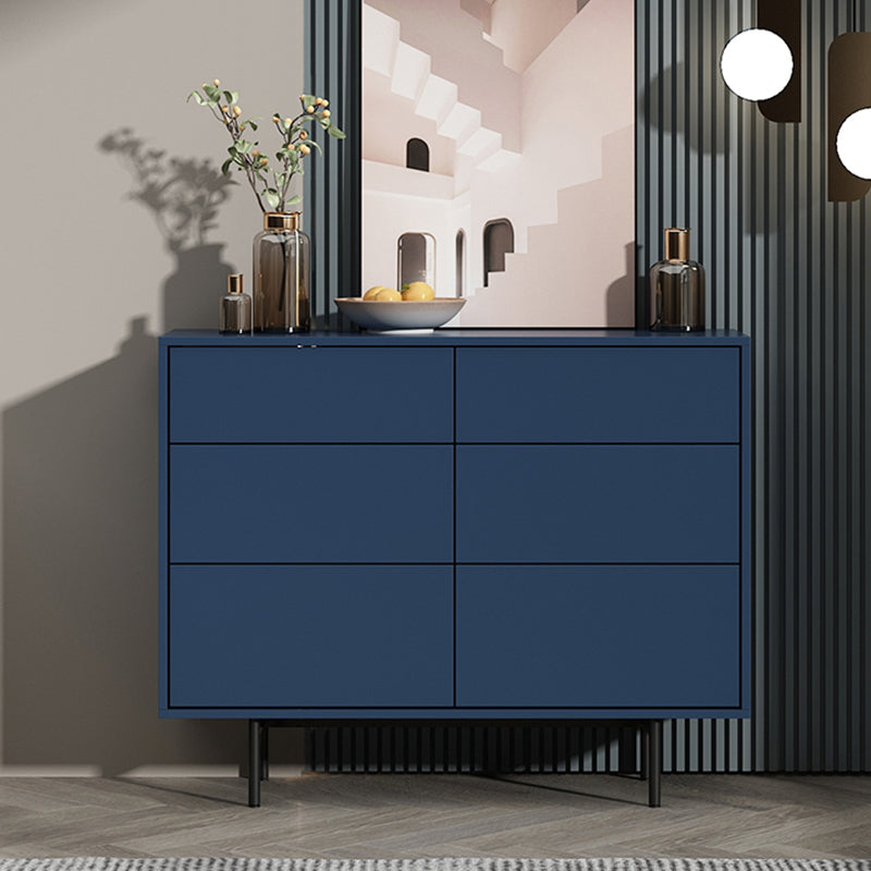 Modern Accent Chest with 6 Drawers and 4 Straight Black Legs