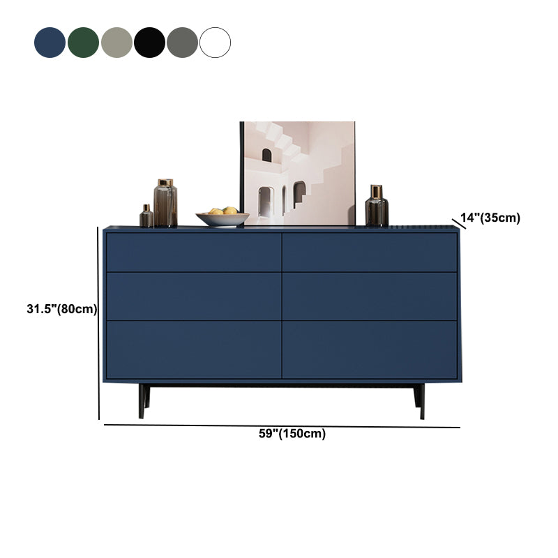 Modern Accent Chest with 6 Drawers and 4 Straight Black Legs