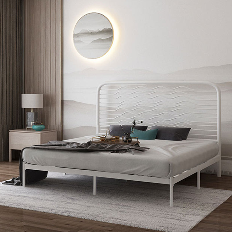 Glam Metallic Standard Bed, Beveled Open-Frame Headboard Bed Frame