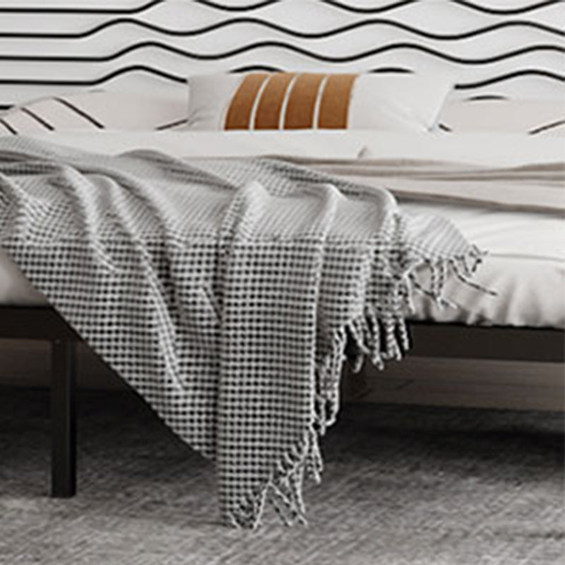 Glam Metallic Standard Bed, Beveled Open-Frame Headboard Bed Frame