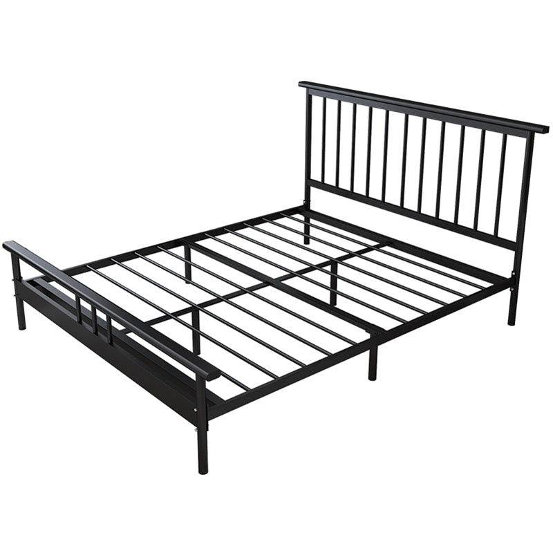 Glam Iron Slat Bed with Metal Legs and Rectangular Spindle Headboard