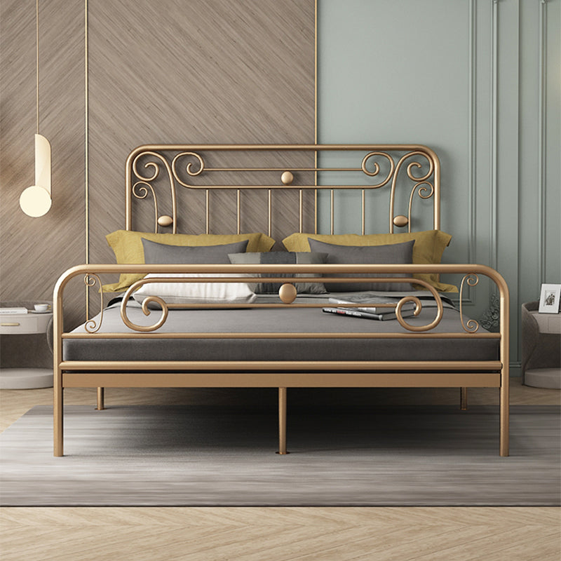 Glam Metallic Open-Frame Bed with with Rectangular Headboard and Footboard
