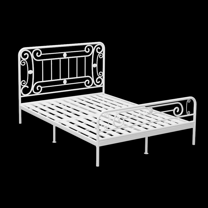 Glam Metallic Open-Frame Bed with with Rectangular Headboard and Footboard