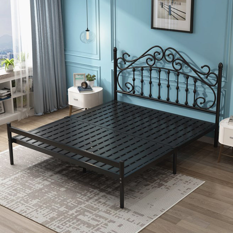 Glam Metal Open-Frame Bed with Camelback Headboard and Footboard