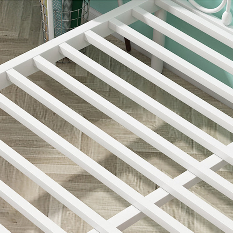 Glam Metal Open-Frame Bed with Camelback Headboard and Footboard