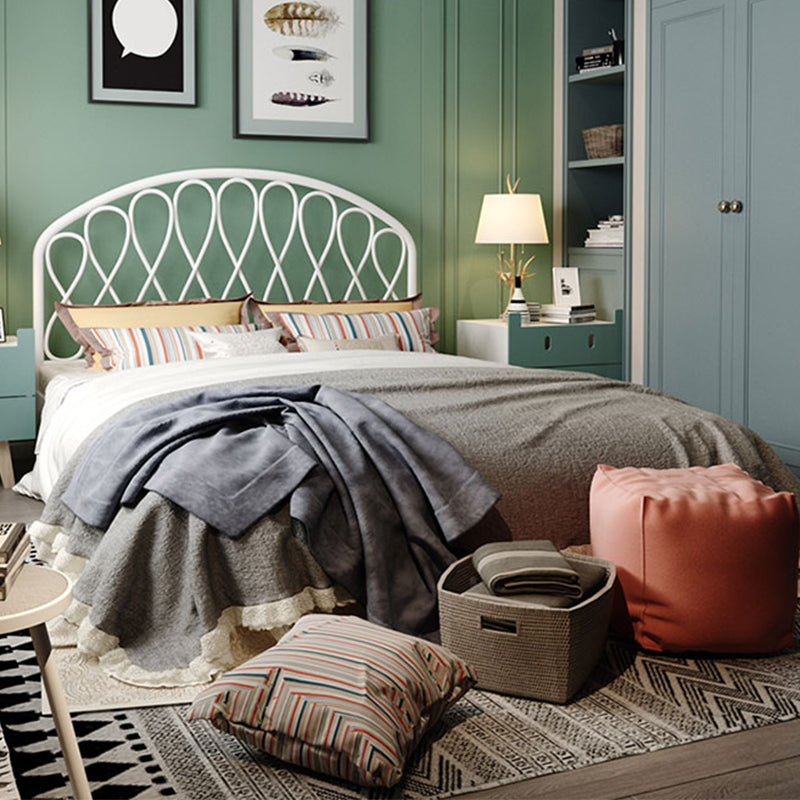 Open-Frame Bed,47.24" H Arched Headboard Slat Bed with Metal Legs