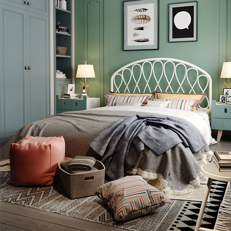 Open-Frame Bed,47.24" H Arched Headboard Slat Bed with Metal Legs