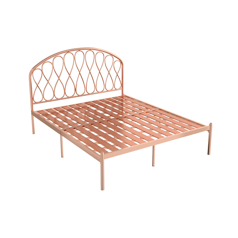 Open-Frame Bed,47.24" H Arched Headboard Slat Bed with Metal Legs