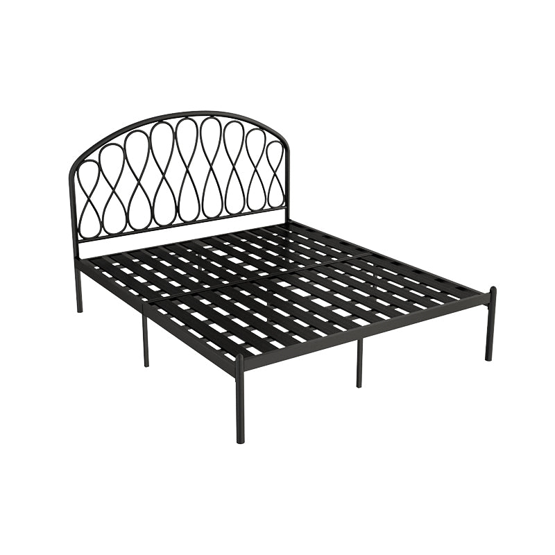 Open-Frame Bed,47.24" H Arched Headboard Slat Bed with Metal Legs