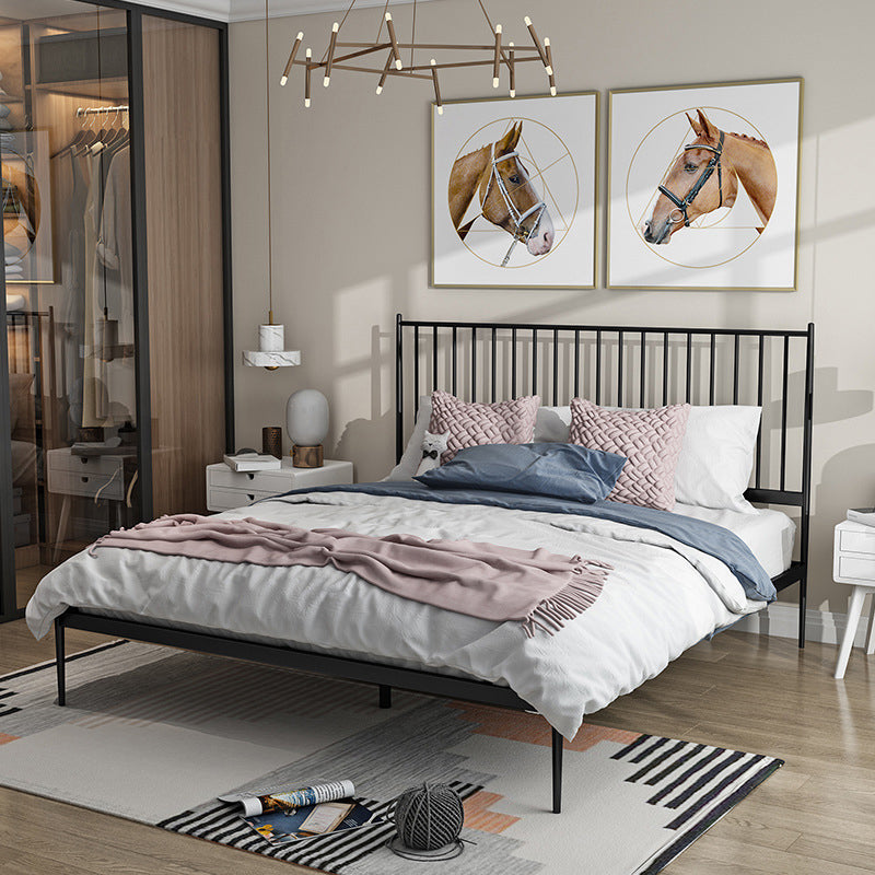 43.3" Metal Standard Bed with Spindle Headboard Low Profile Bed