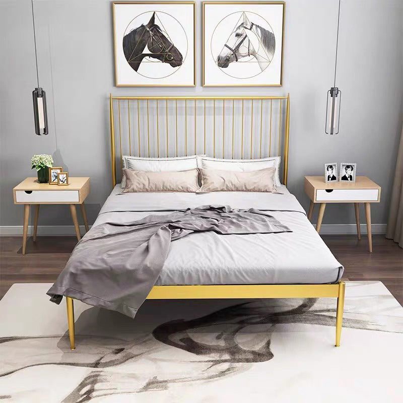 43.3" Metal Standard Bed with Spindle Headboard Low Profile Bed