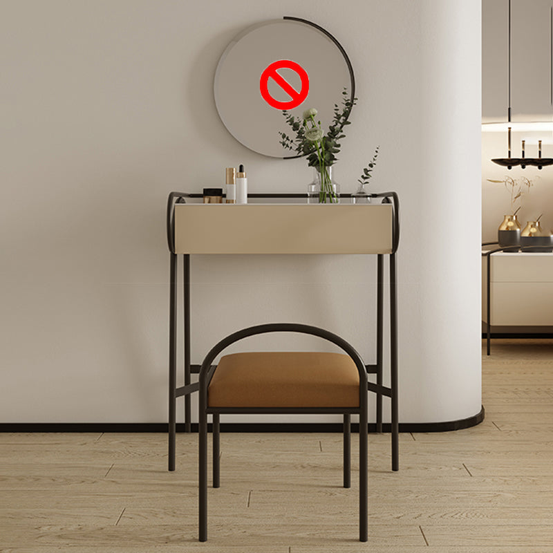 Stone Top Mirrored Make-up Vanity Metal Dressing Table Set with Stool