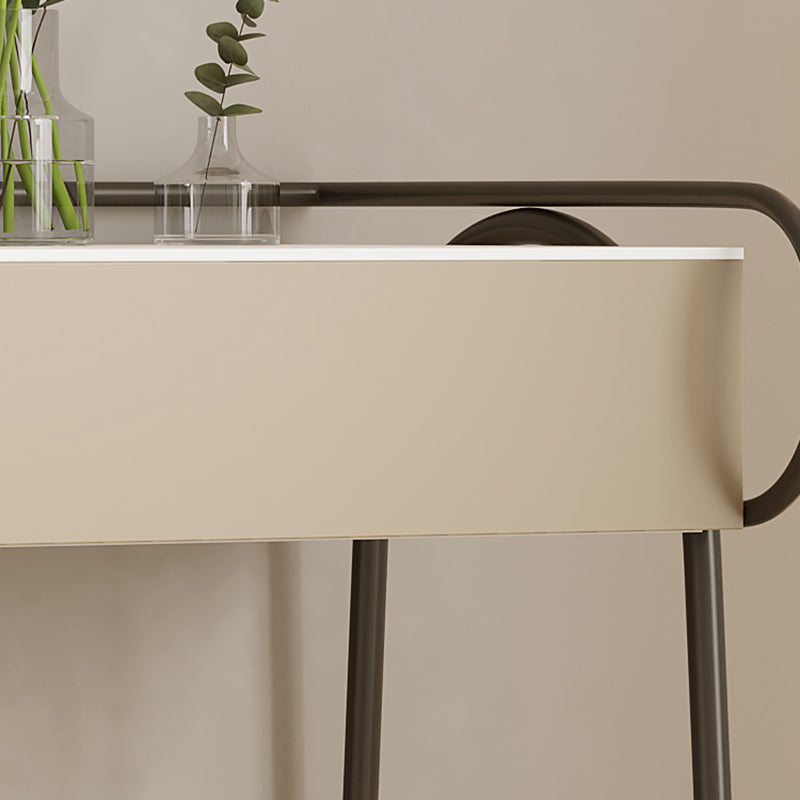 Stone Top Mirrored Make-up Vanity Metal Dressing Table Set with Stool