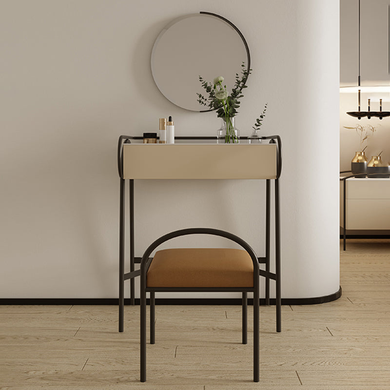 Stone Top Mirrored Make-up Vanity Metal Dressing Table Set with Stool