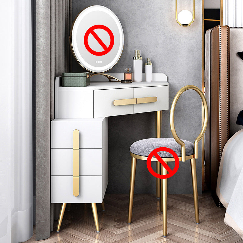 33.4" Wide Vanity Set with Stool Engineered Wood and Metal Dressing Table