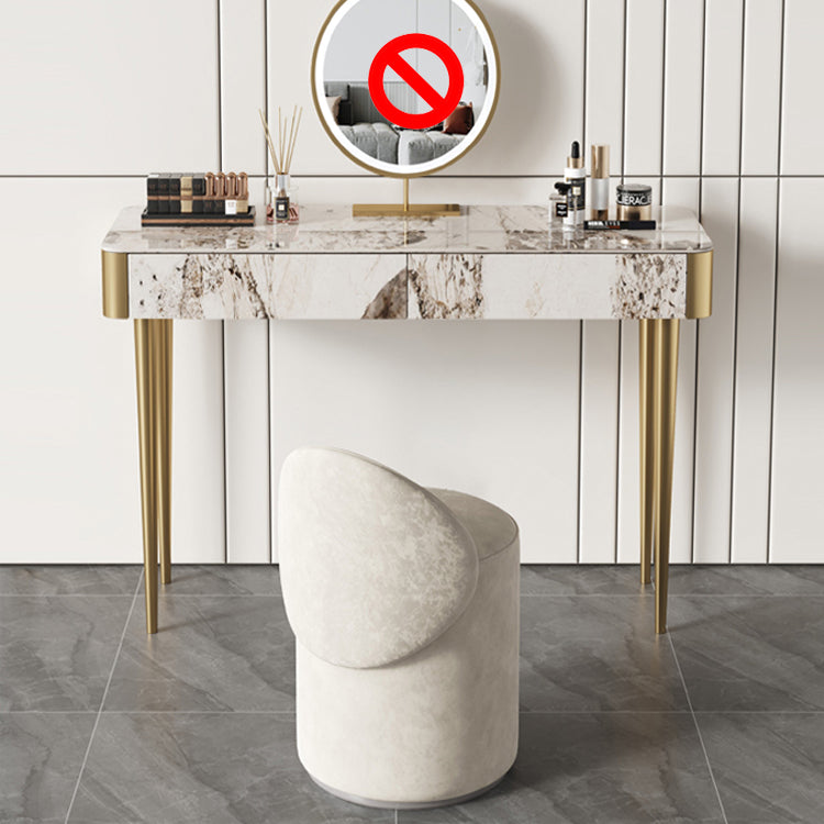 Luxurious Vanity Makeup Dressing Table Stool Set with 2 Drawers