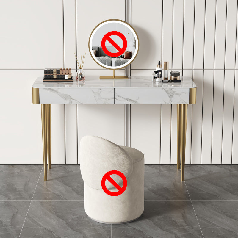 Luxurious Vanity Makeup Dressing Table Stool Set with 2 Drawers