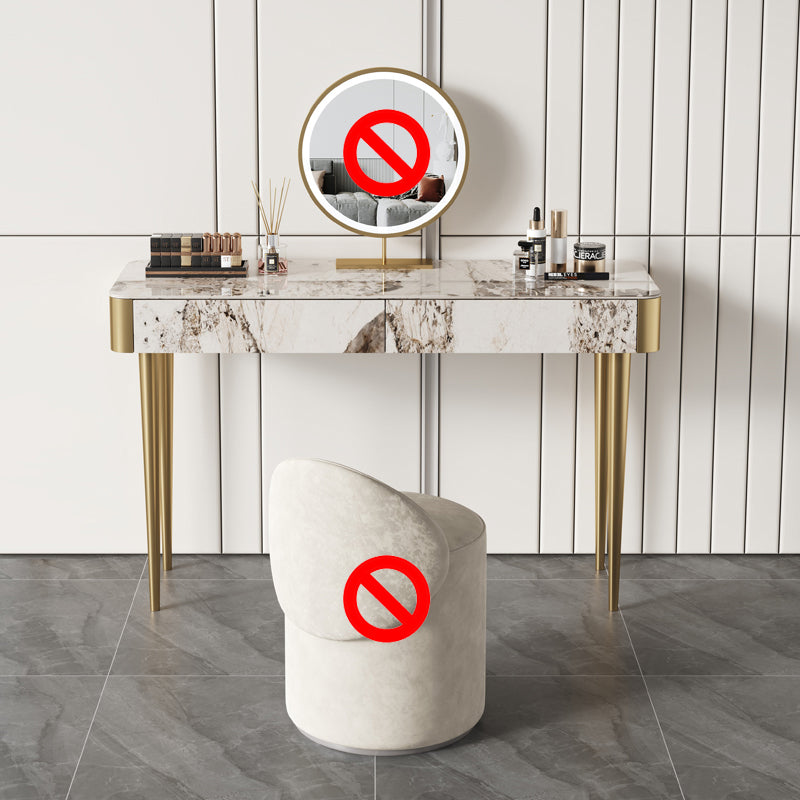 Luxurious Vanity Makeup Dressing Table Stool Set with 2 Drawers