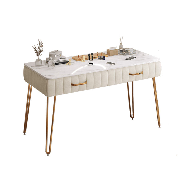 Metal Dressing Table with 2 Storage Drawers Stone Top Make-up Vanity