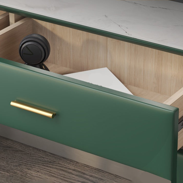 Genuine Leather Vanity Set 5 Storage Drawers Dressing Table with Padded Stool